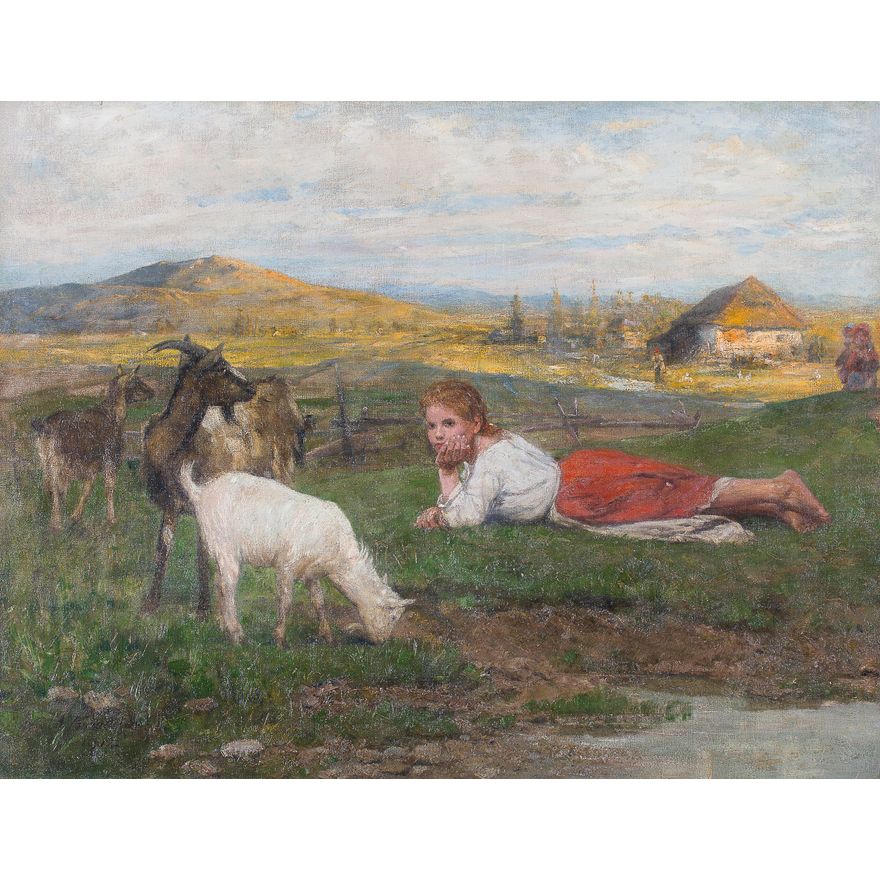 Antoni Kozakiewicz | Dziewczynka z kozami, 1912