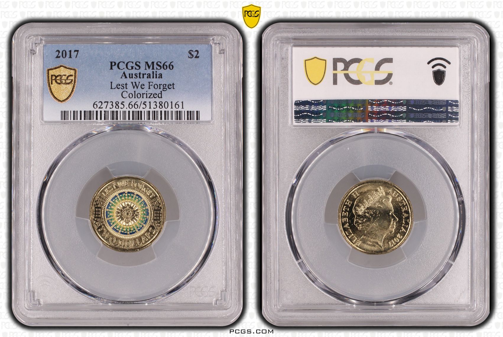 Lest We Forget Colorized, Two Dollar, 2017, PCGS MS66