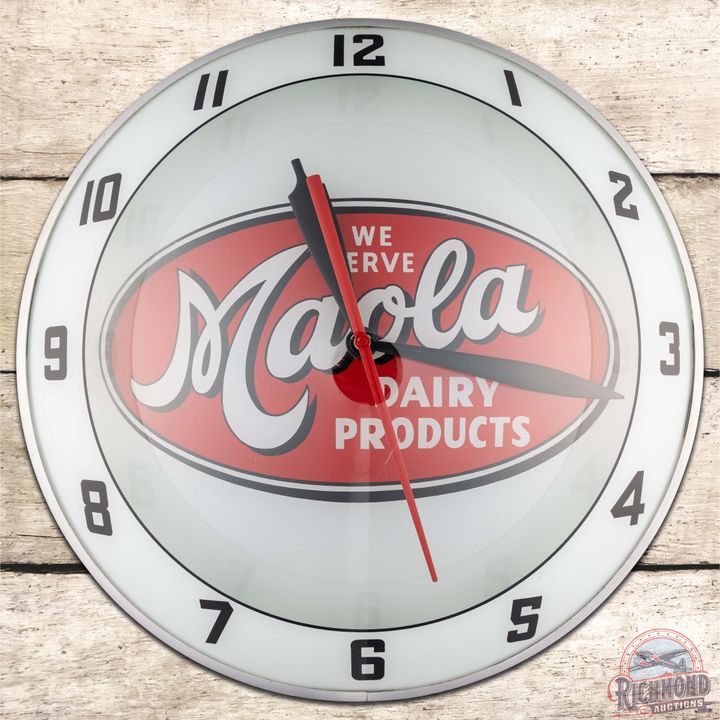 Maola Dairy 15" Double Bubble Advertising Clock