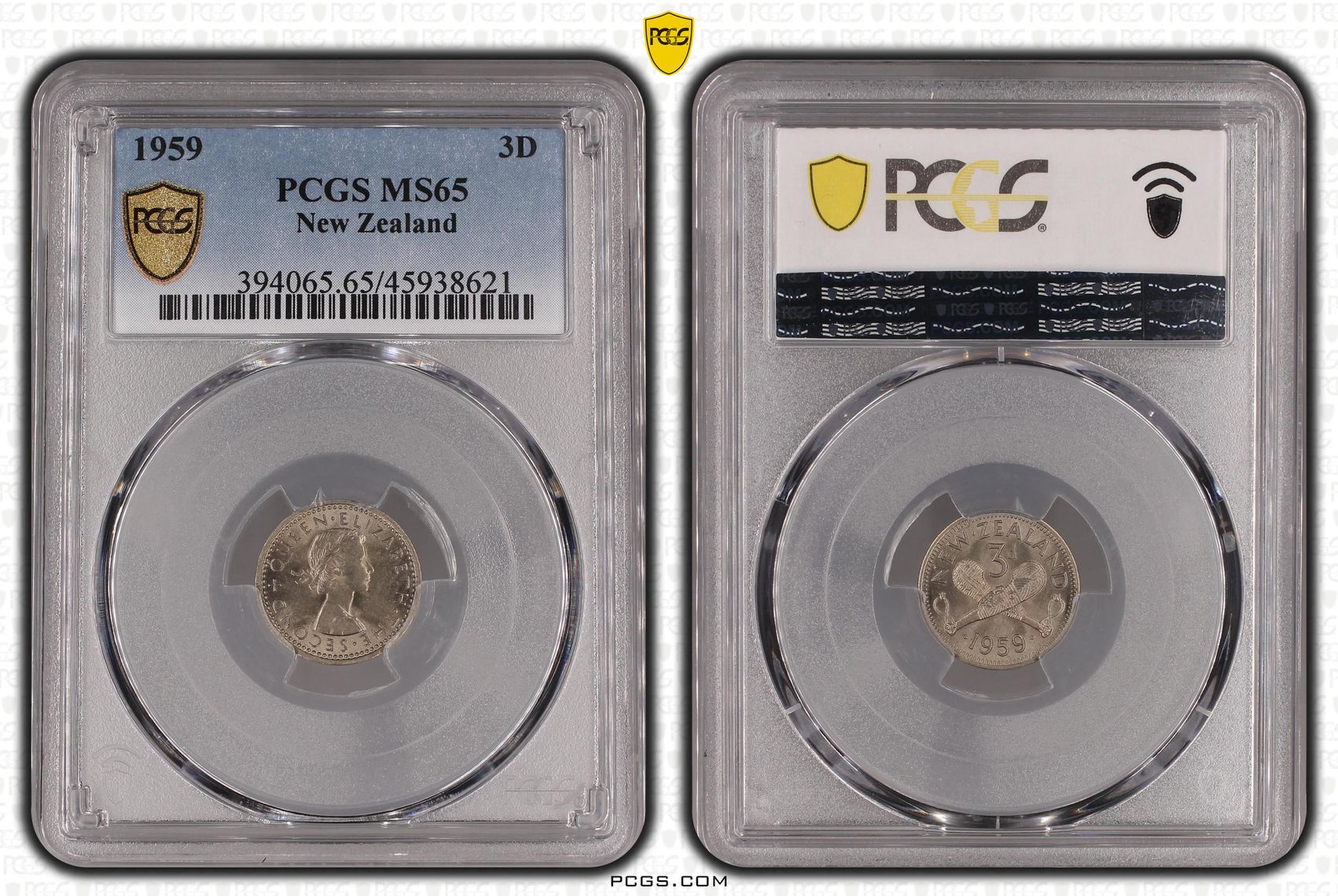 1959 New Zealand Threepence PCGS - MS65 -621