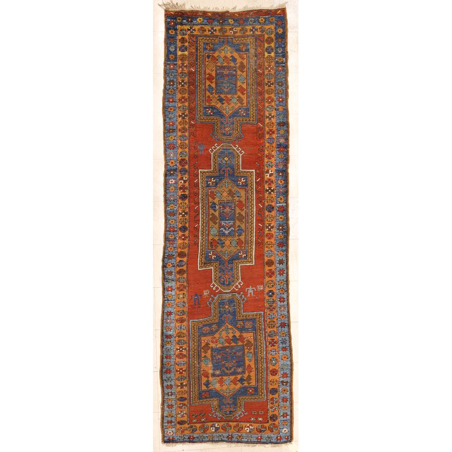 Antique Caucasian Oriental Runner Rug