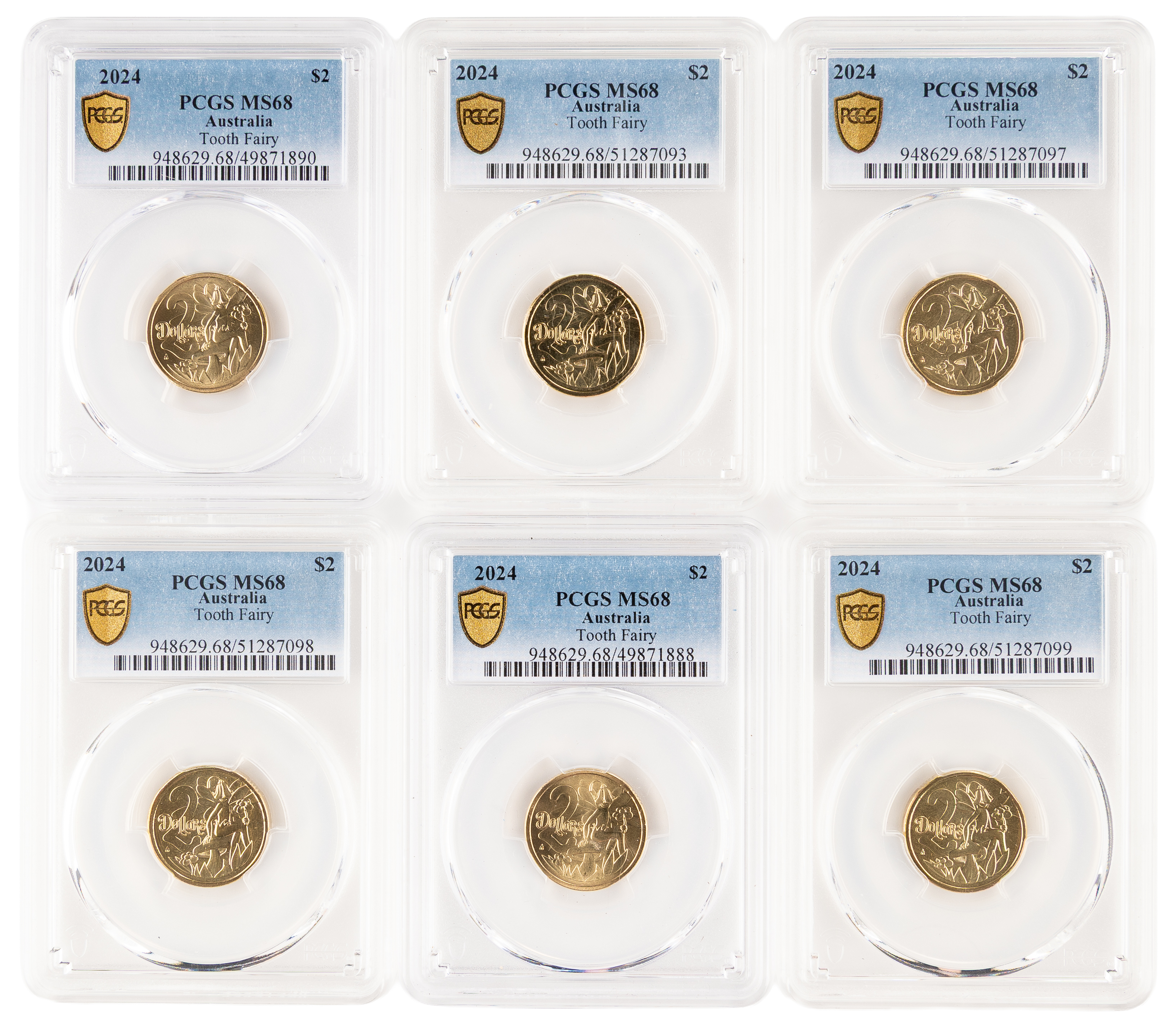 6x Tooth Fairy, Two Dollar, 2024, PCGS MS68