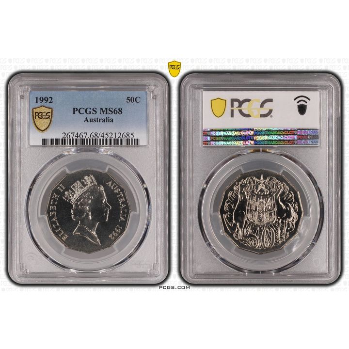 Elizabeth II, Fifty Cent, 1992, PCGS MS 68