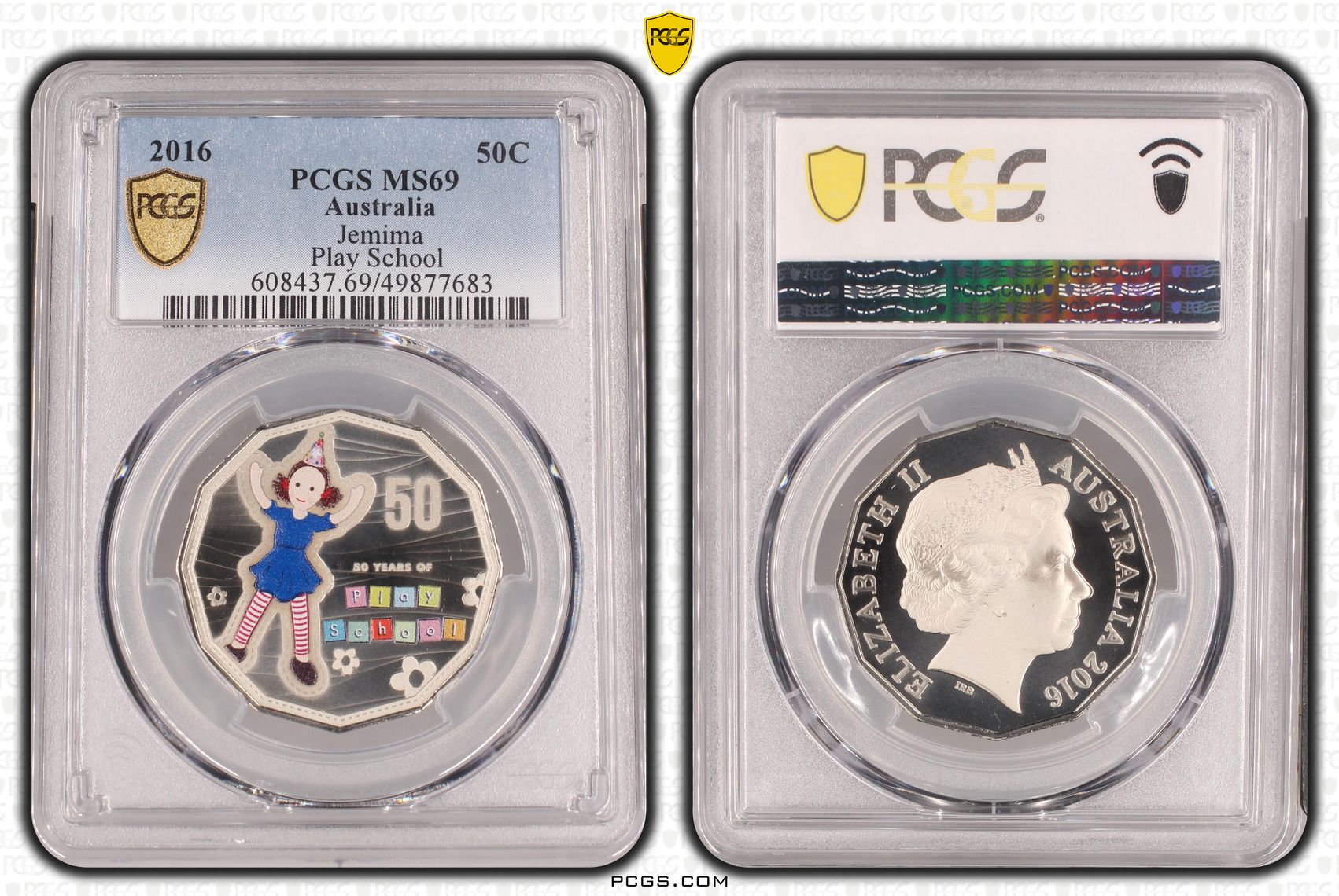 Play School Jemima , Fifty Cent, 2016, PCGS MS69