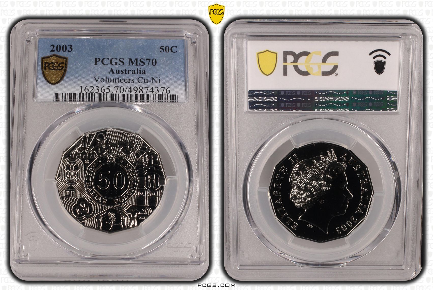 Volunteers Cu-Ni POP 14/0, Fifty Cent, 2003, PCGS MS70