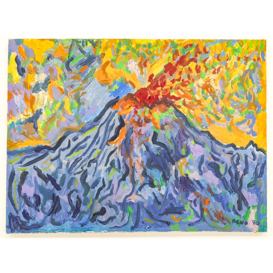 Joe Reno ''Eruption'' Signed 1990 Oil on Canvas 17.75''x24''