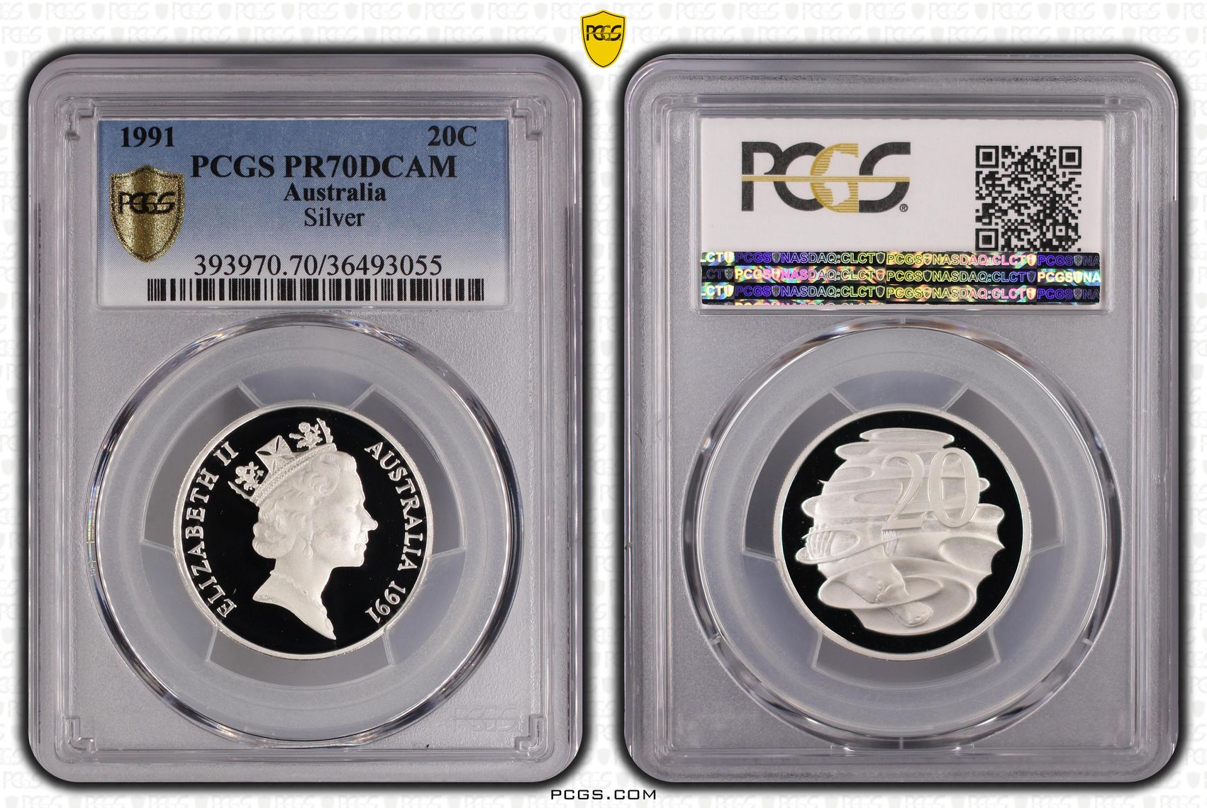 1991 Australia Twenty Cent, 20c Silver Proof Silver PCGS - PR70DCAM POP 39/0 -055