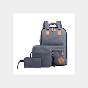 Vintage Three-Piece Laptop Backpack Set with USB Charging Port - Blue - Red-50593/360 B1(s3)