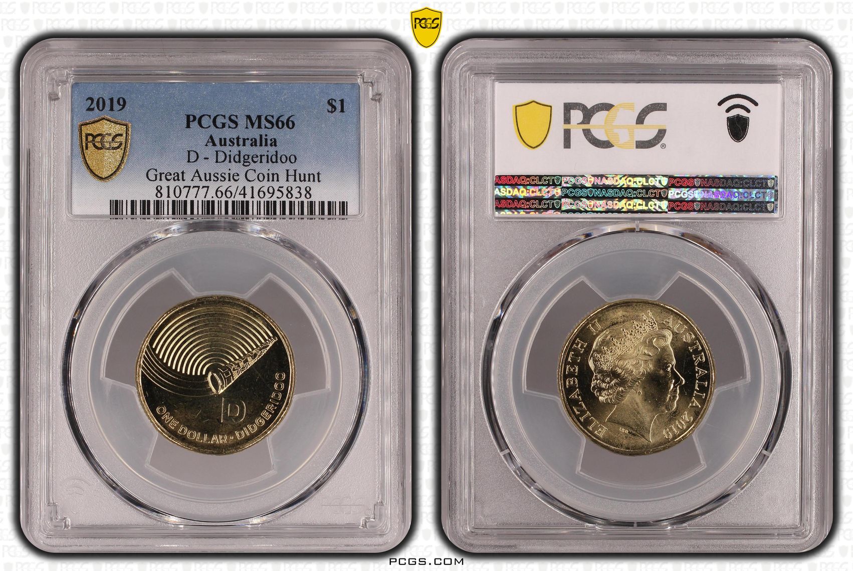 D - Didgeridoo Great Aussie Coin Hunt, One Dollar, 2019, PCGS MS66