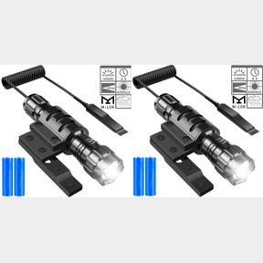 (2)TACTICAL FLASHLIGHT RECHARGABLE RAIL MOUNT & SWITCH 321TF