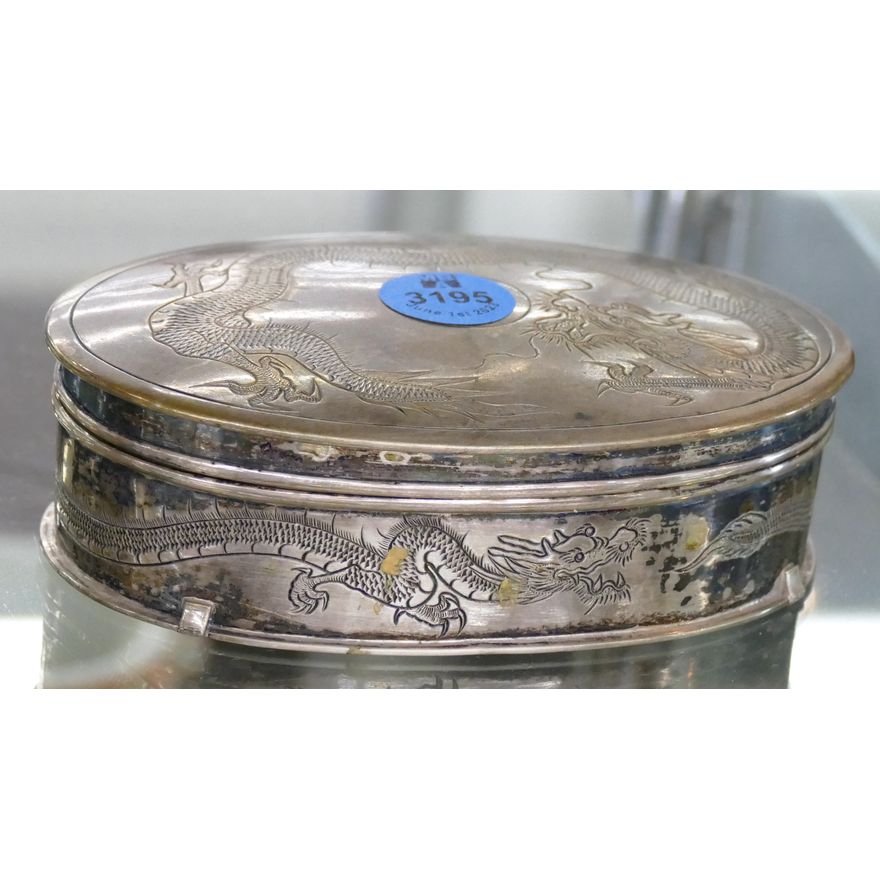 Antique Chinese Export Silver Dragon Box 5'' as-is - 141 Grams