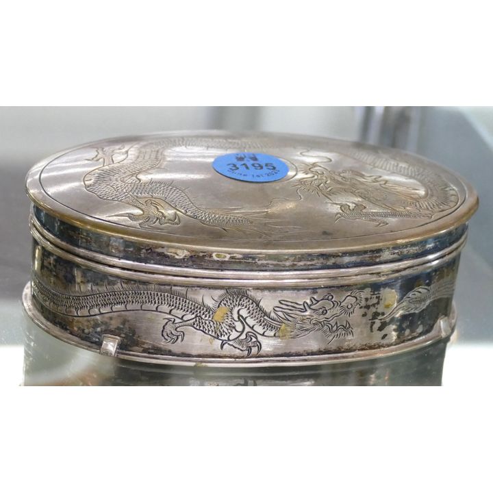 Antique Chinese Export Silver Dragon Box 5'' as-is - 141 Grams