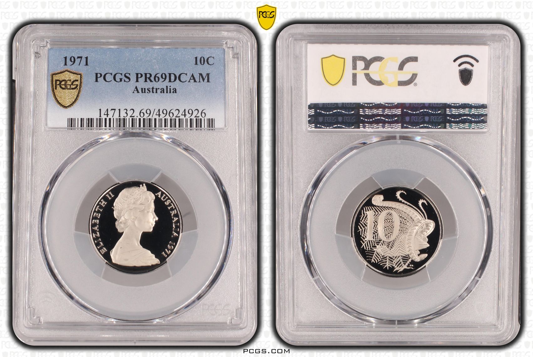 Ten Cent, 1971, Pcgs Pr69dcam