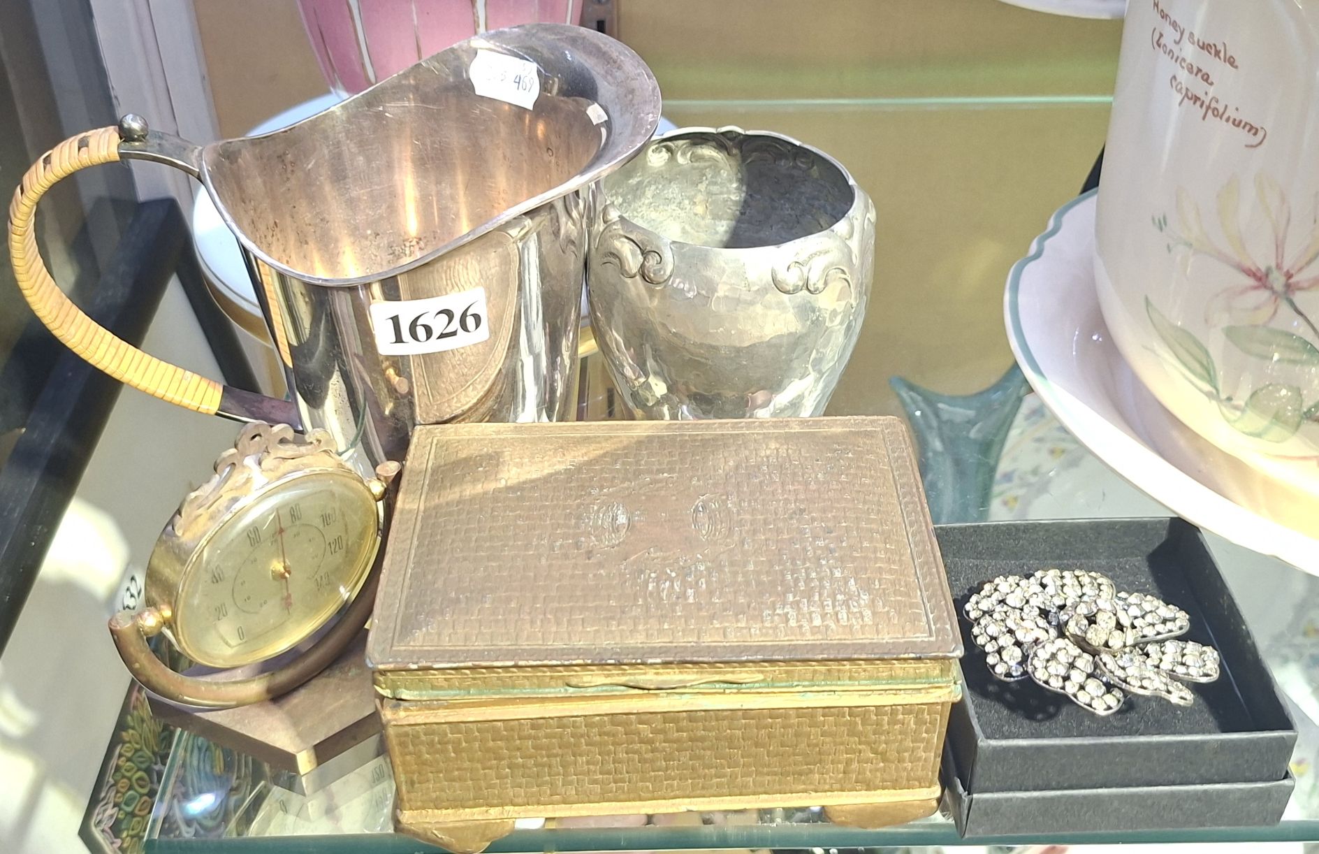 METAL WARES BAROMETER AND BROOCH