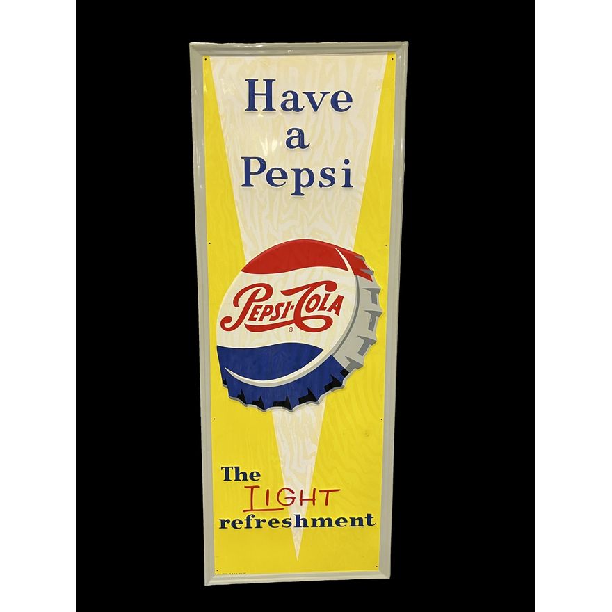 1959 Pepsi Cola Have A Pepsi The Light Refreshment Tin Metal Sign
