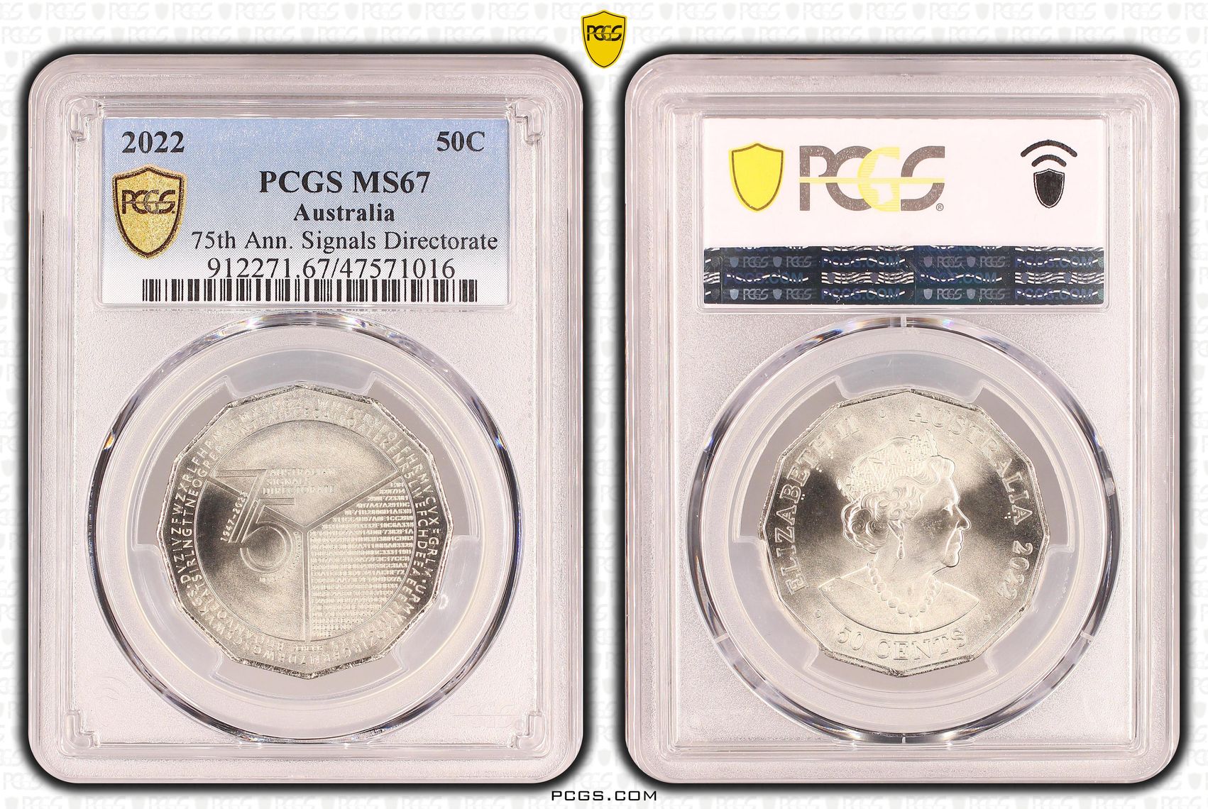 393 · 75th Ann. Signals Directorate, Fifty Cent, 2022, PCGS MS67