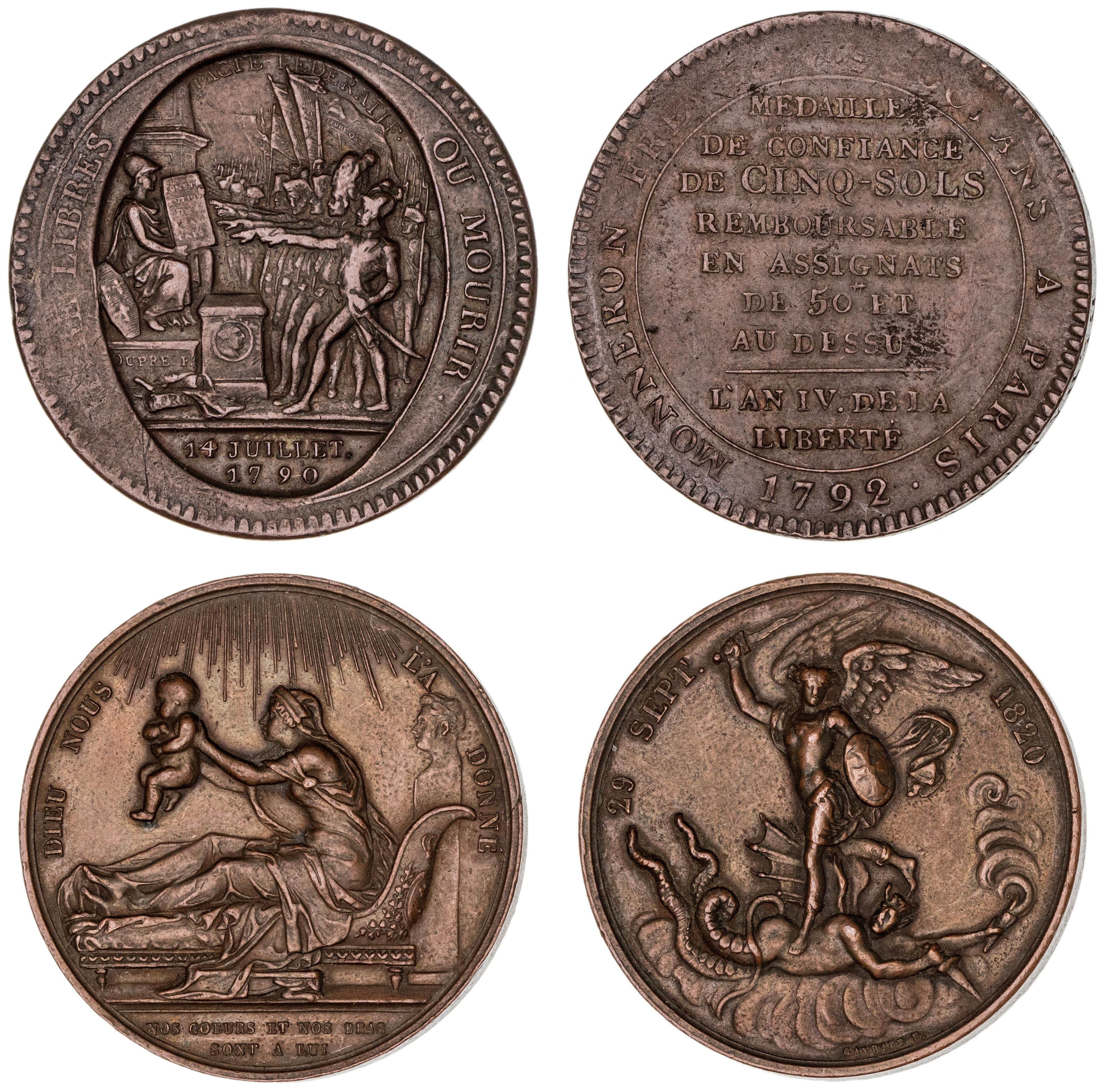 France, Henry V, Birth Medal, 1820, EF