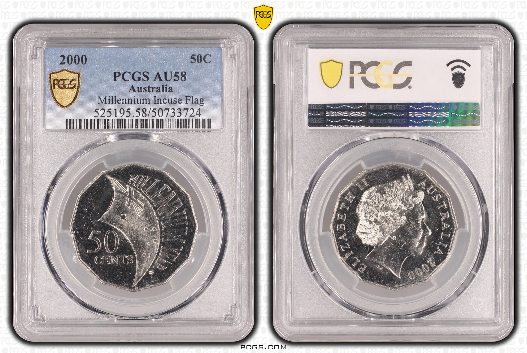 Millennium Incuse Flag, Fifty Cent, 2000, PCGS AU58