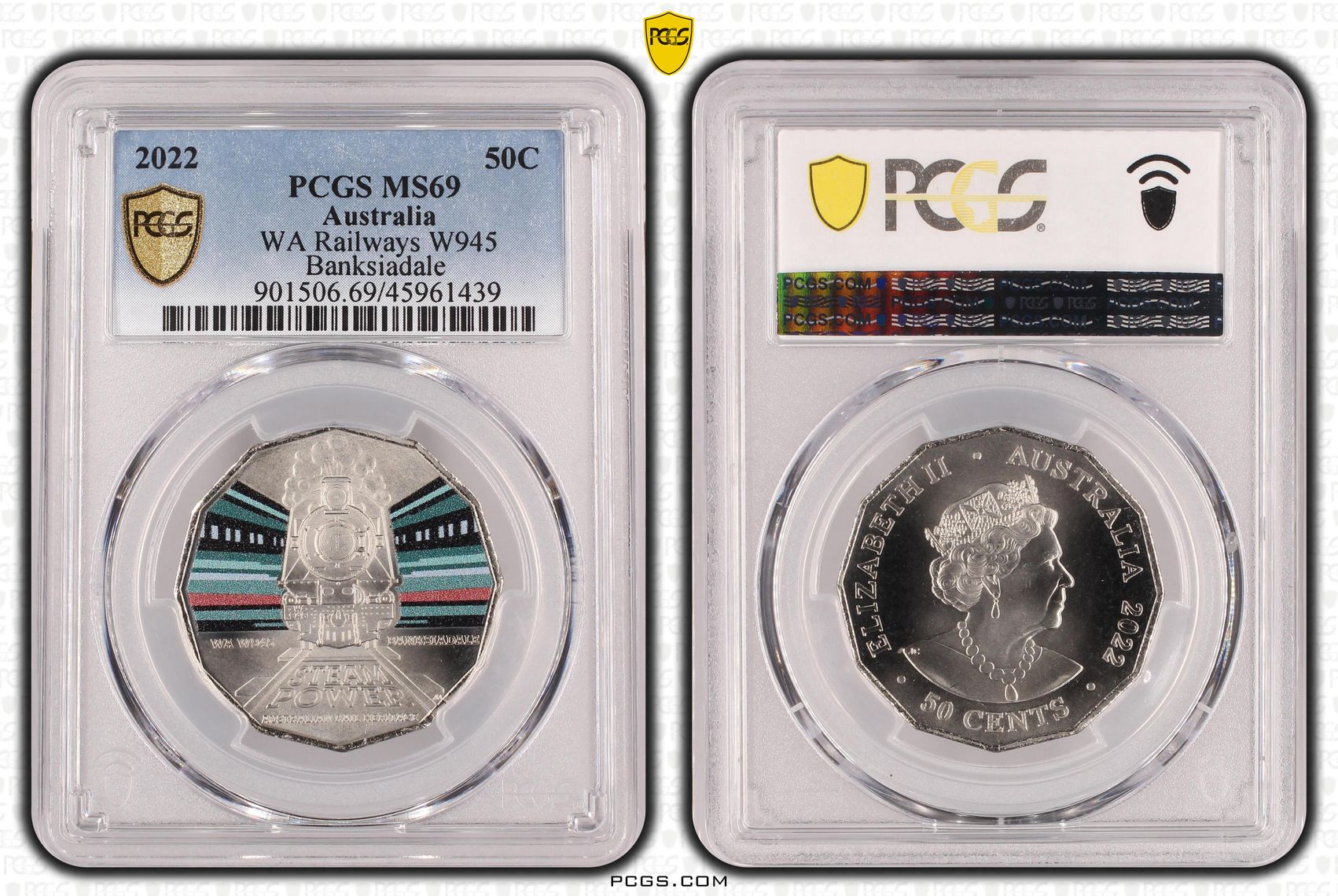 WA W945 Banksiadale, Fifty Cent, 2022, PCGS MS69