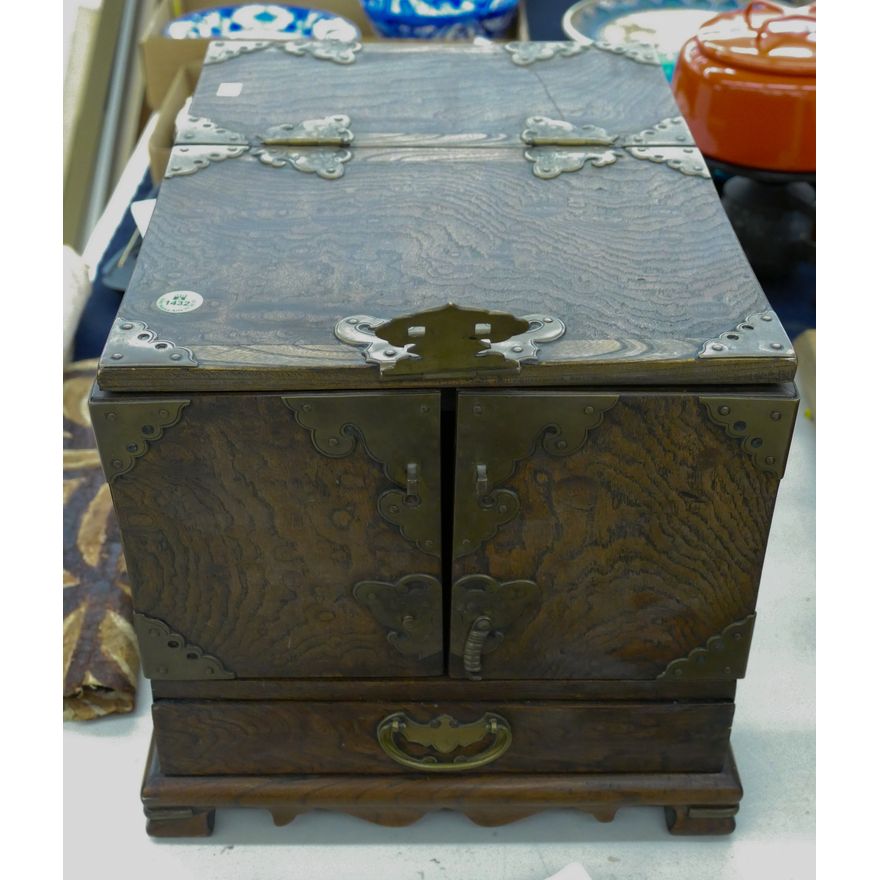 Old Chinese Wood Vanity Box with Butterfly Hinges 11''x15''x11''