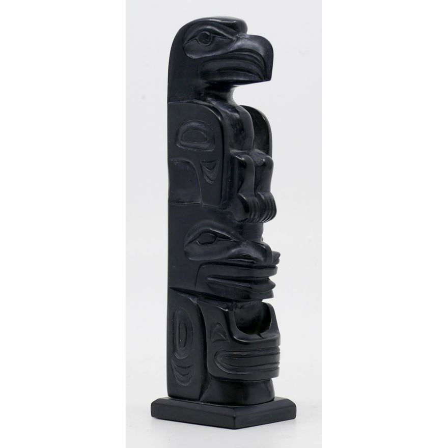 Norman Russ Eagle Bear Argillite Totem 5''