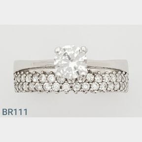 STERLING SILVER SOLITAIRE RING WITH CZ'S (SIZE R) - 51543/261