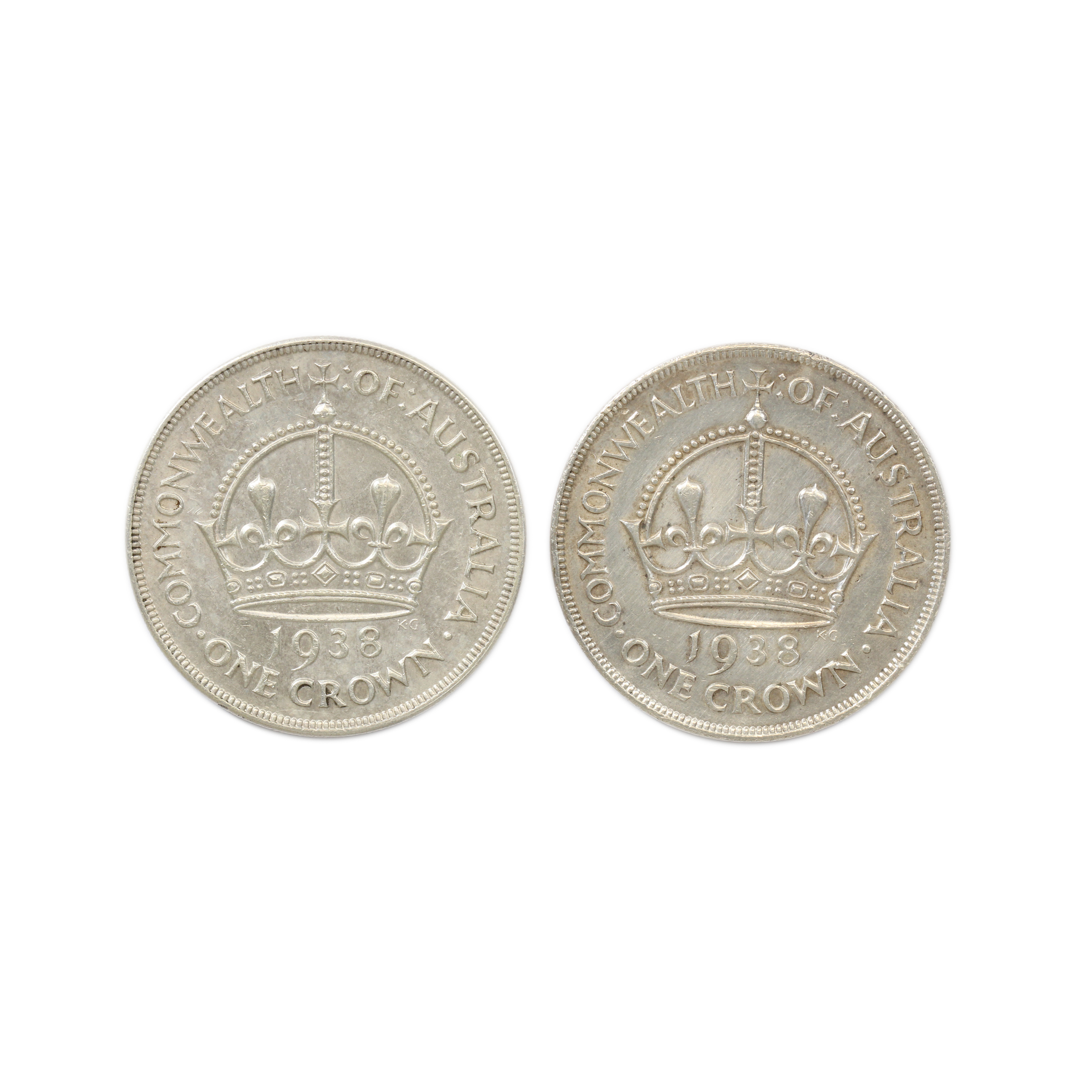 1126. · Pair, George VI, Crown, 1938, Fine