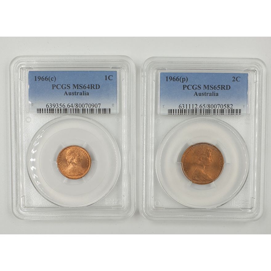 PCGS Graded 1c & 2c Coins (x2)