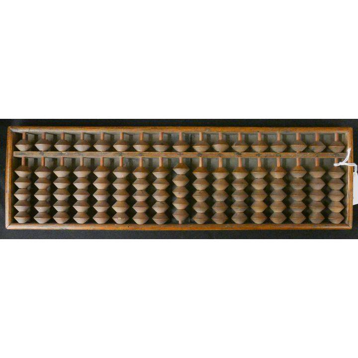 Meiji Japanese Wood Abacus with Calligraphy 15''