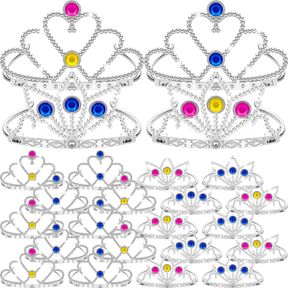 24 PCS PRINCESS CROWNS SET TIARAS CROWN SET PRINCESS DRESS UP TIARAS FOR GIRLS JEWELRY COSPLAY ACCESSORIES PRINCESS HEADBAND BIRTH