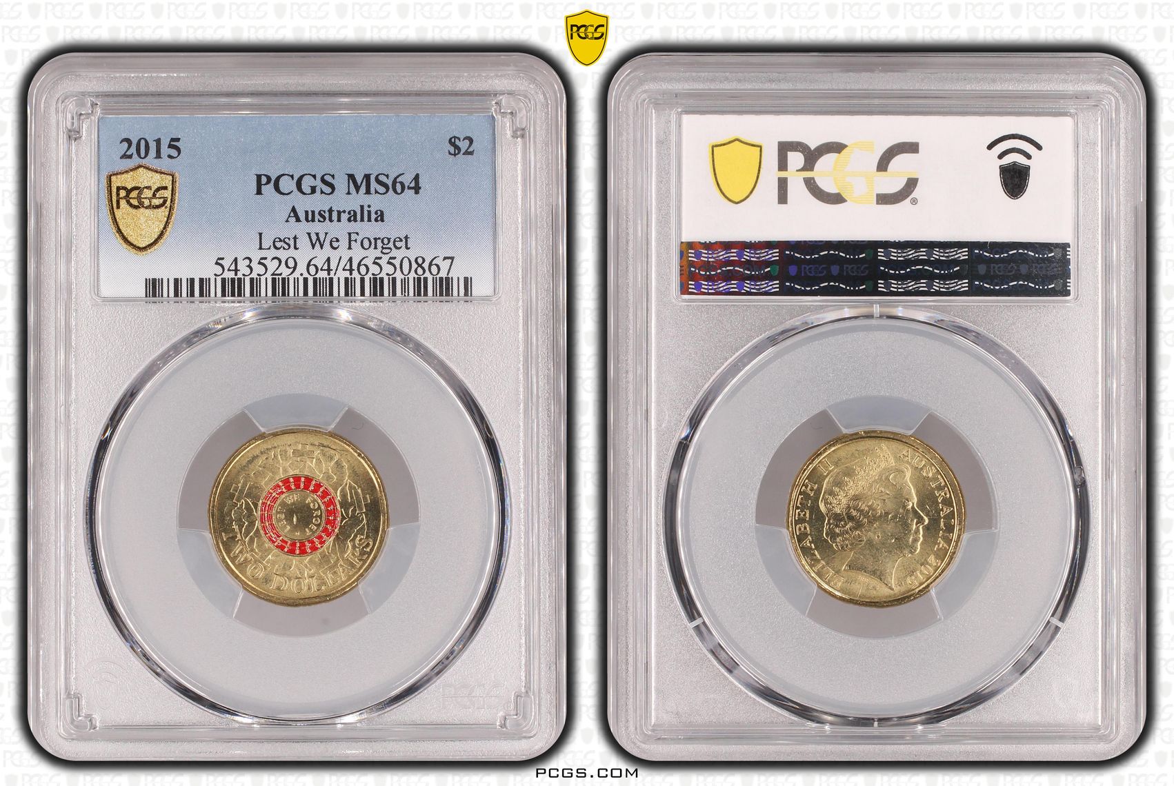 Lest We Forget, Two Dollar, 2015, PCGS MS64
