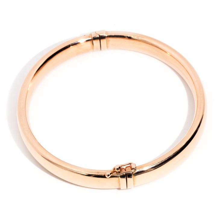 9 Carat Rose Gold Round Hinged Bangle