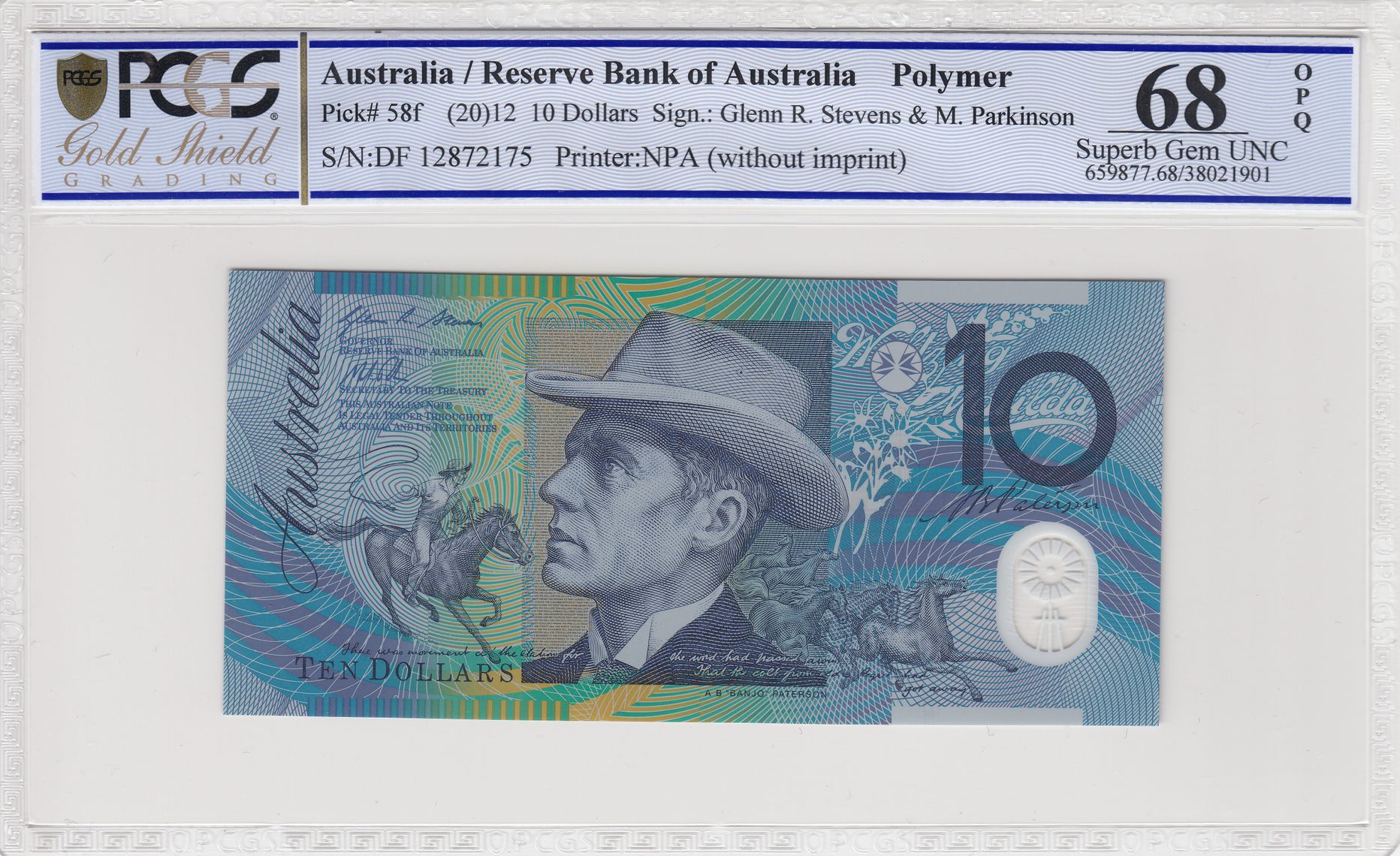 Stevens/Parkinson, Ten Dollar, 2012, PCGS Superb Gem UNC 68 PPQ