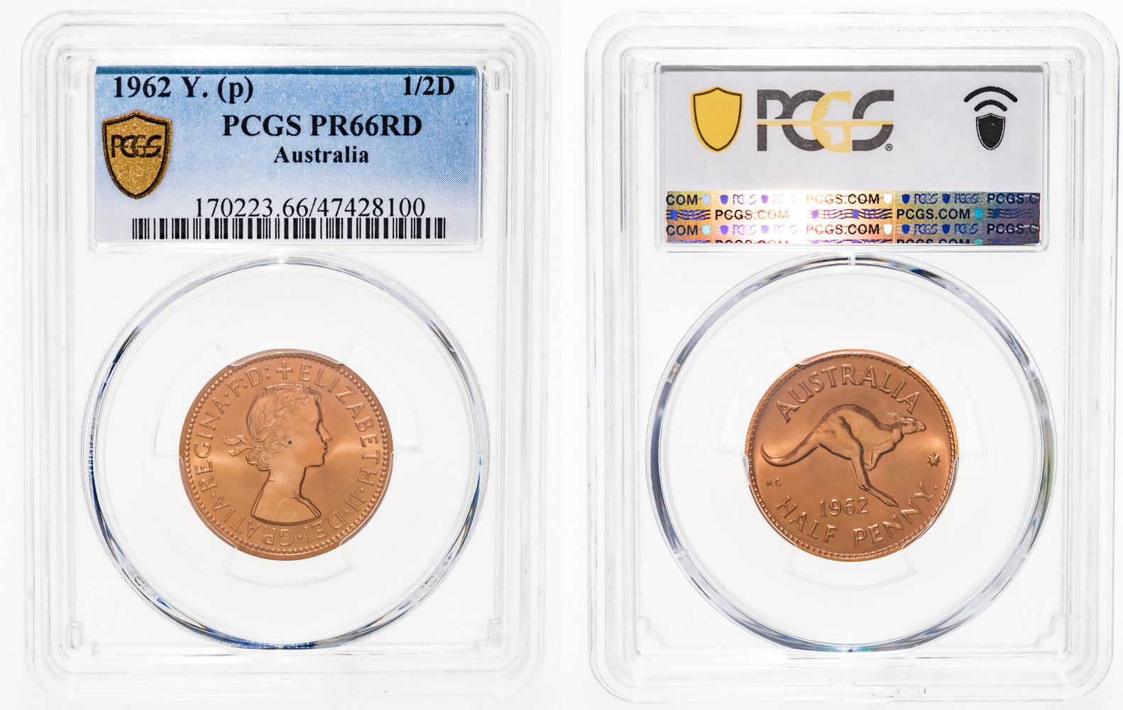 Elizabeth II, Halfpenny, 1962 Y., PR 66RD