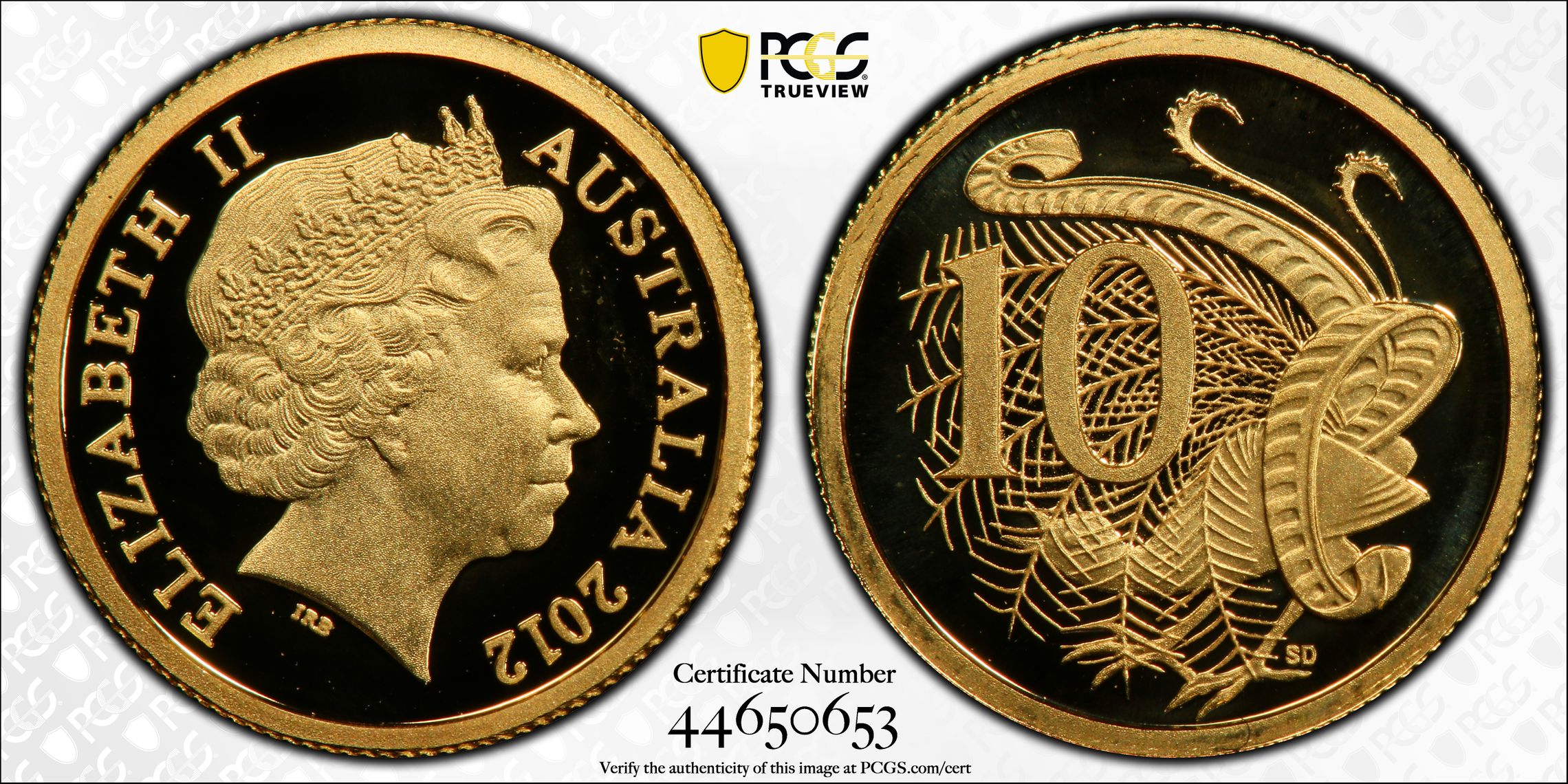 2012 Australia Ten Cent, 10c lyre bird PCGS - PR69DCAM -653