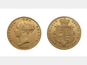 1852 Queen Victoria Young Head Shield Gold Half Sovereign