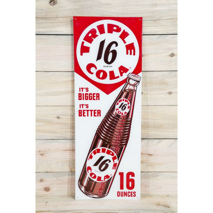 Triple 16 Cola Single Sided Tin Embossed Metal Sign TAC 9.75