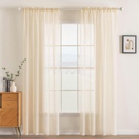 MIULEE 2 PANELS SOLID COLOR CREAM BEIGE SHEER WINDOW CURTAINS ELEGANT WINDOW VOILE PANELS/DRAPES/TREATMENT FOR BEDROOM LIVING ROOM