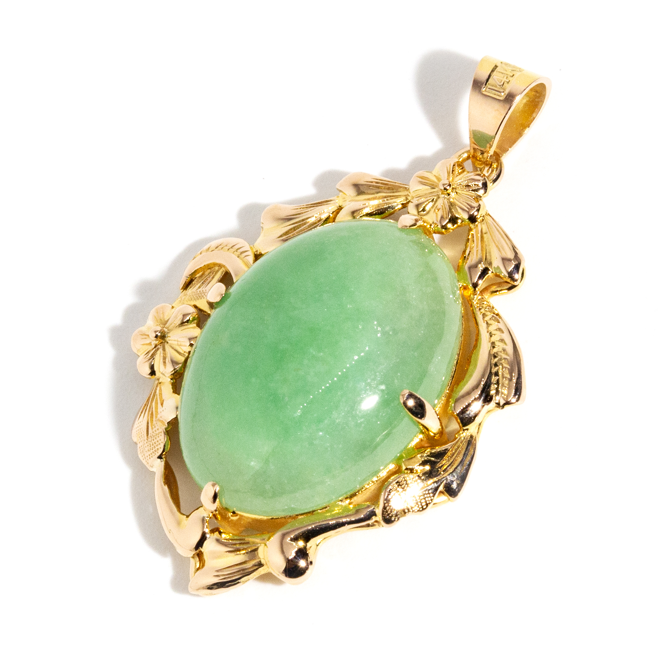 14 Carat Gold Jade Pendant ,