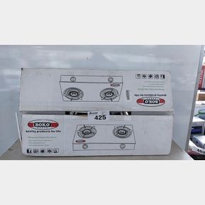 TWO BURNER AUTO-IGNITION TEMPERED GLASS PANEL GAS STOVE - RED SWIRL EDITION - TWO BURNER TEMPERED GLASS GAS STOVE