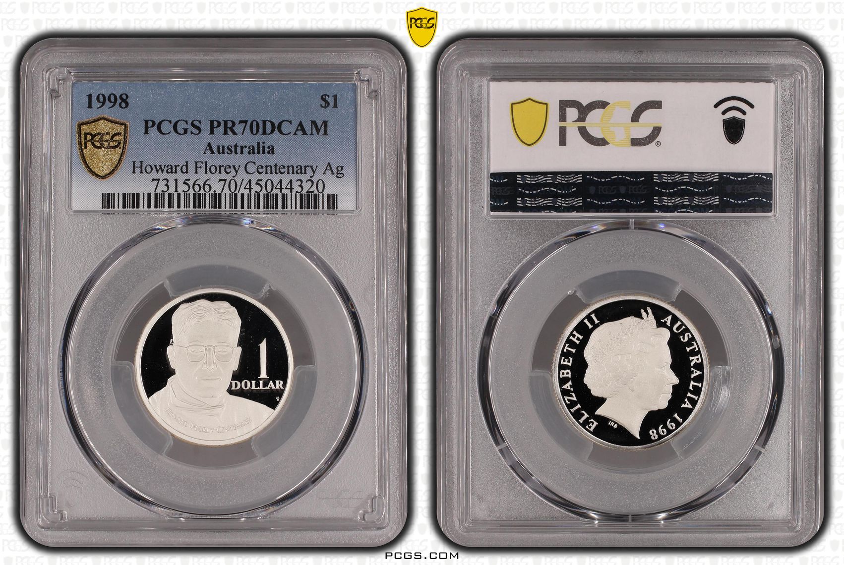 Howard Florey Centenary Ag, POP 18/0, One Dollar, 1998, PCGS PR70DCAM