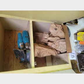 Various bagged nails and rechargeable Makita tools