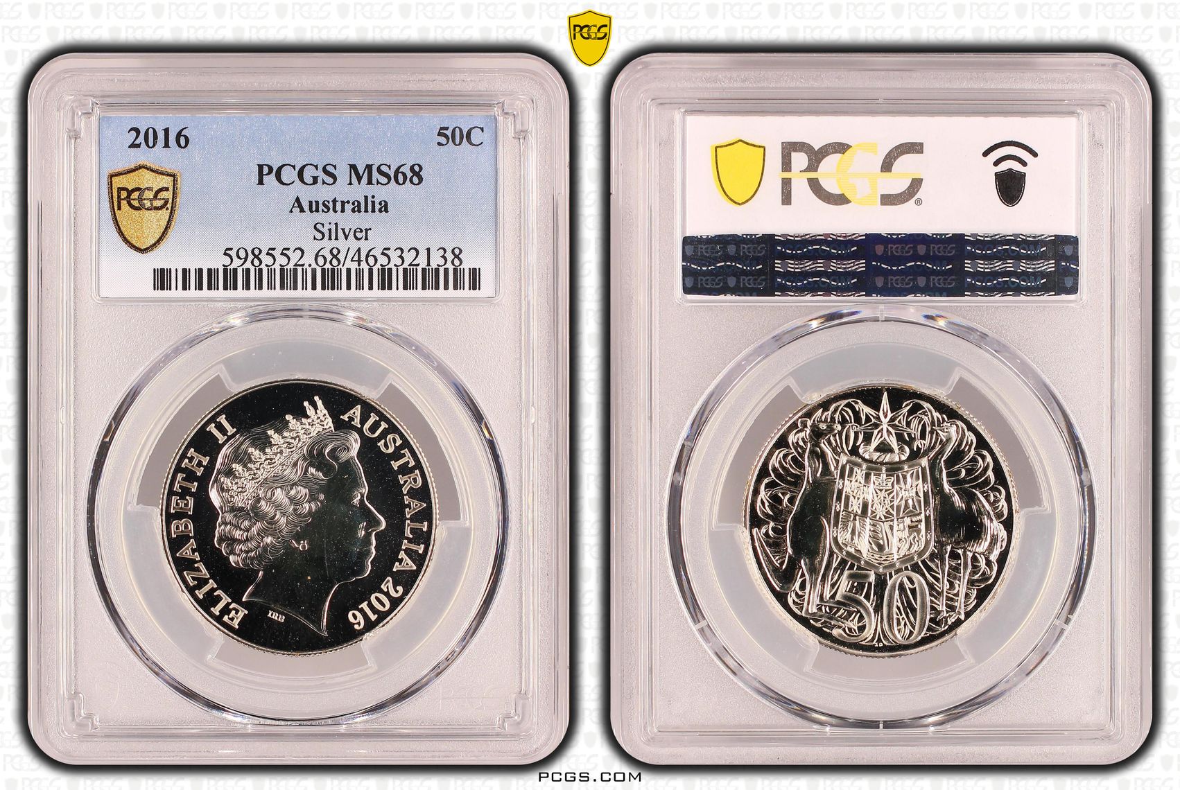 Elizabeth II, Silver, Fifty Cent, 2016, PCGS MS 68
