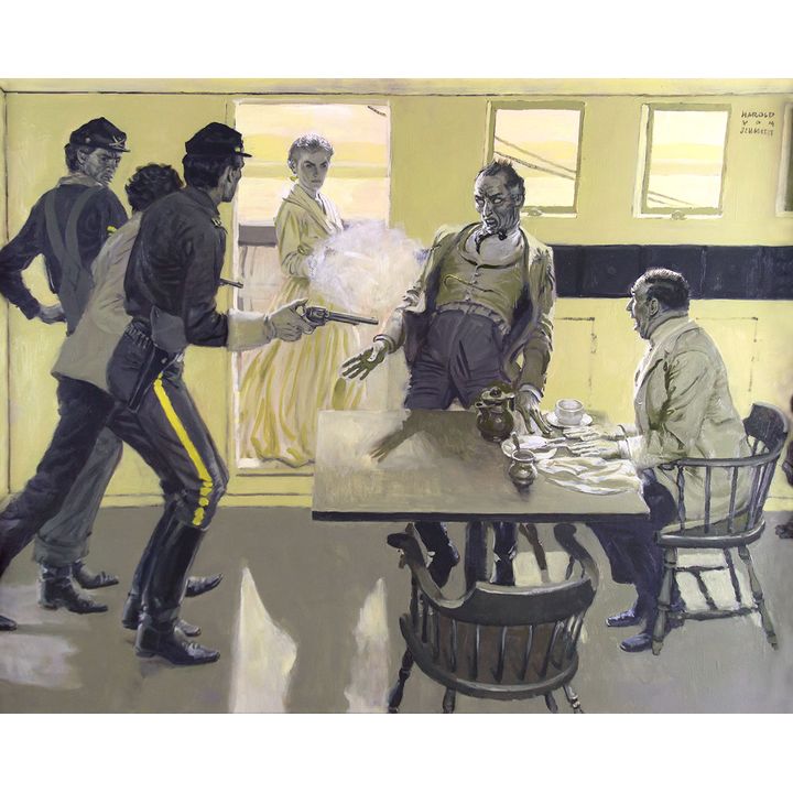 Saturday Evening Post Illustration for Blood River by Harold von Schmidt 1893-1982