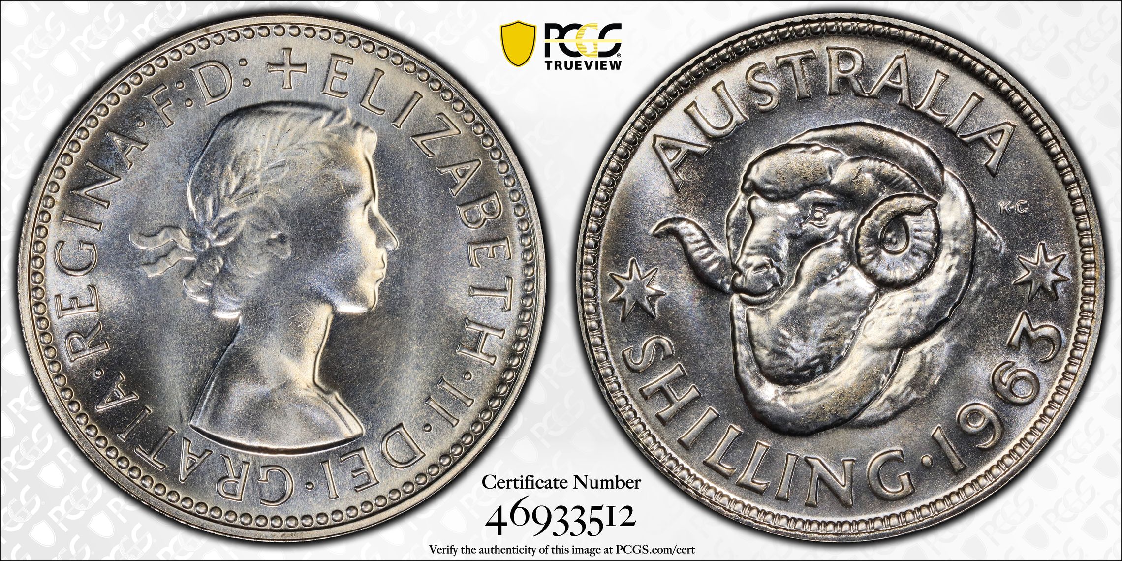 Elizabeth II, Shilling, 1963, PCGS PR67