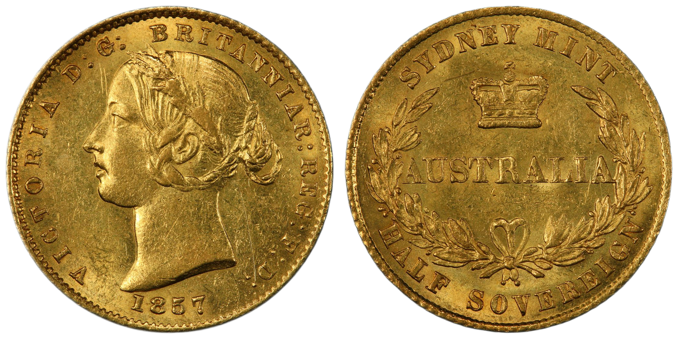 Victoria, Sydney Mint, Half Sovereign, 1857, PCGS MS62