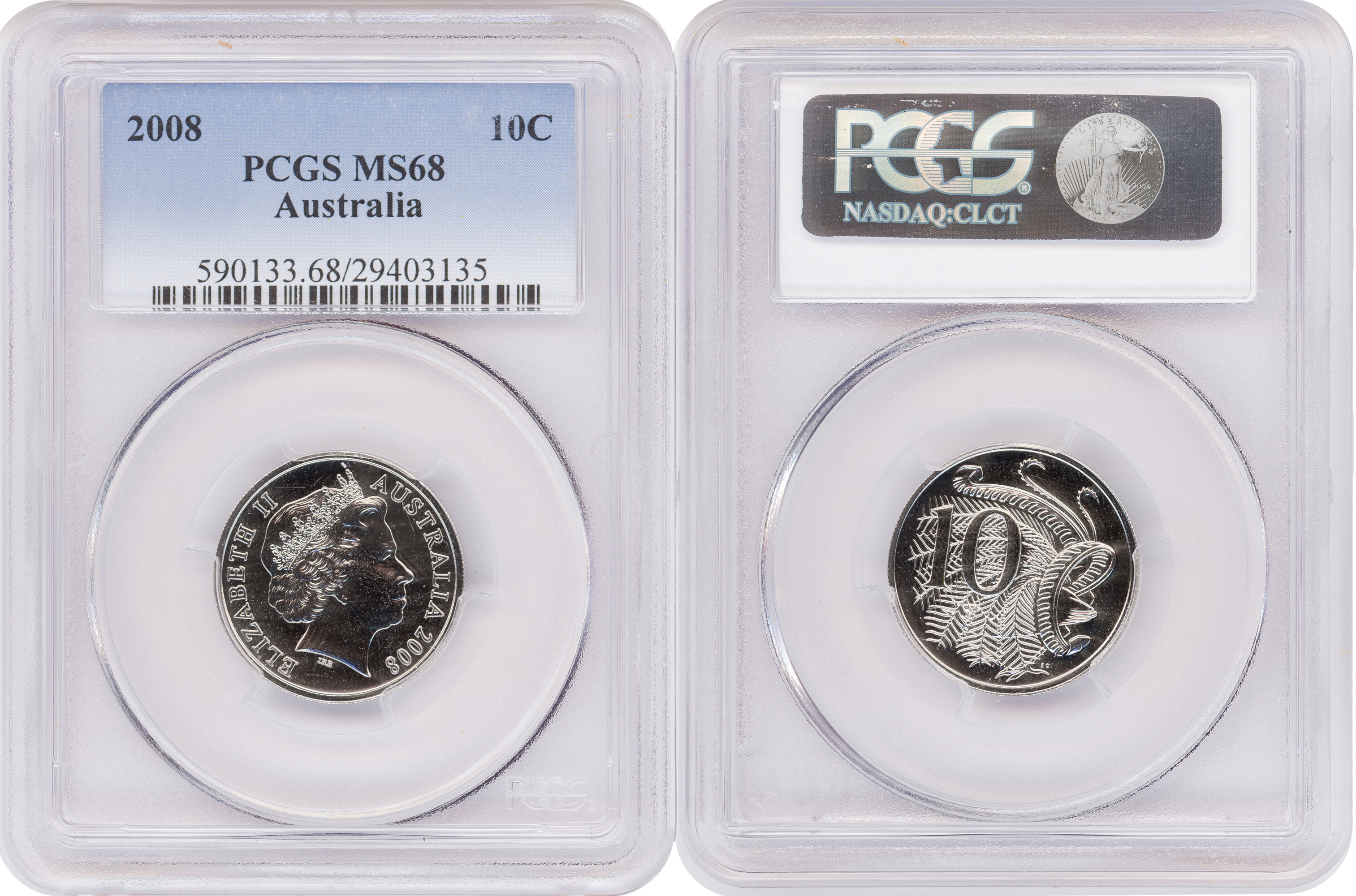 Ten Cent, 2008, PCGS MS68