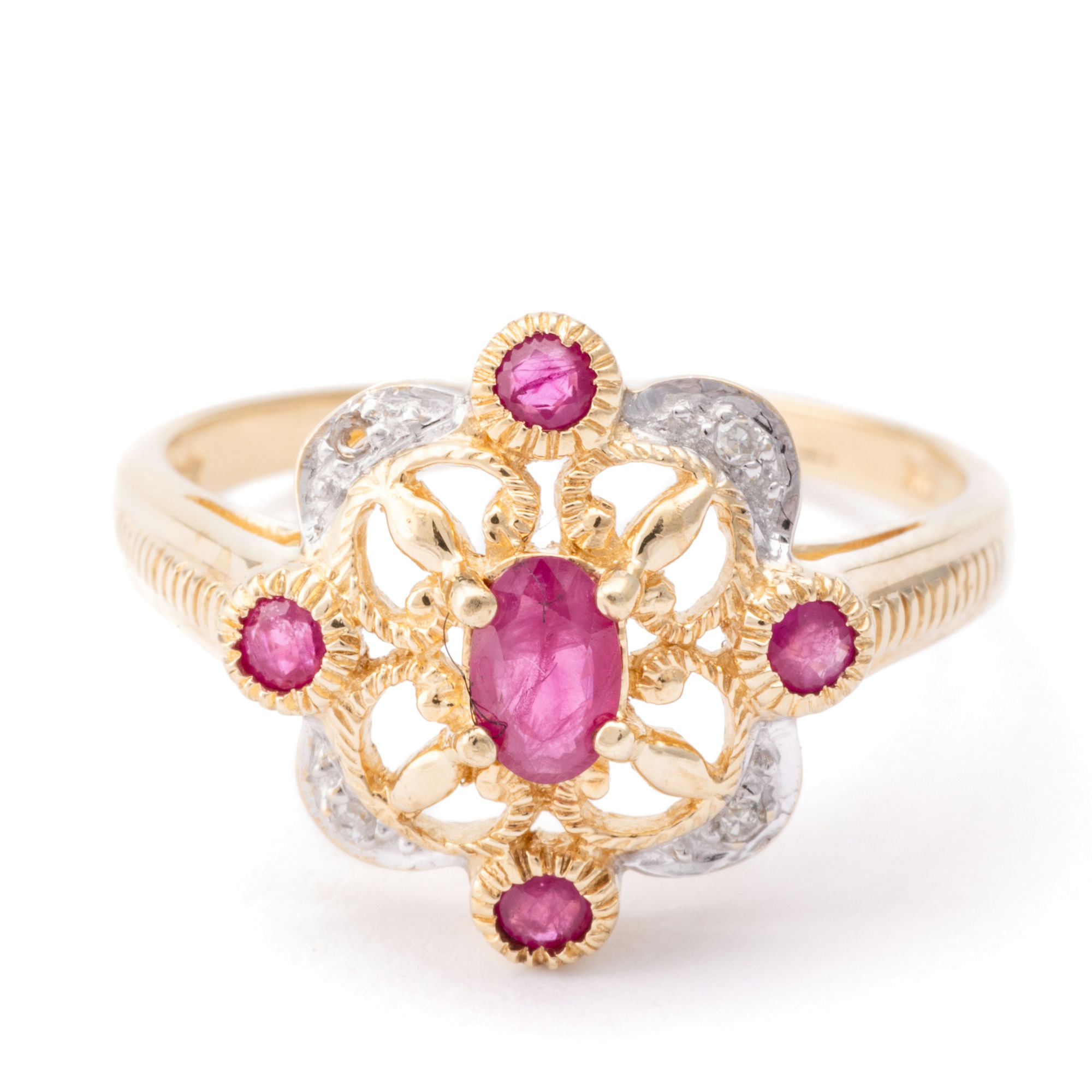 Ruby & Diamond Ring 9ct Gold,