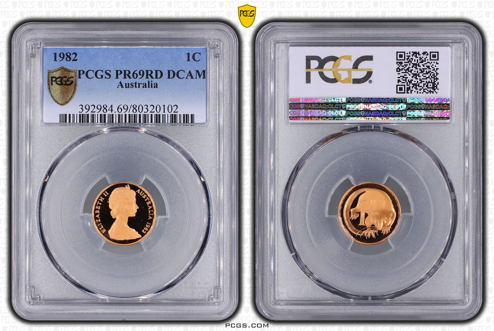 Elizabeth II, One Cent, 1982, PCGS PR69DCAM