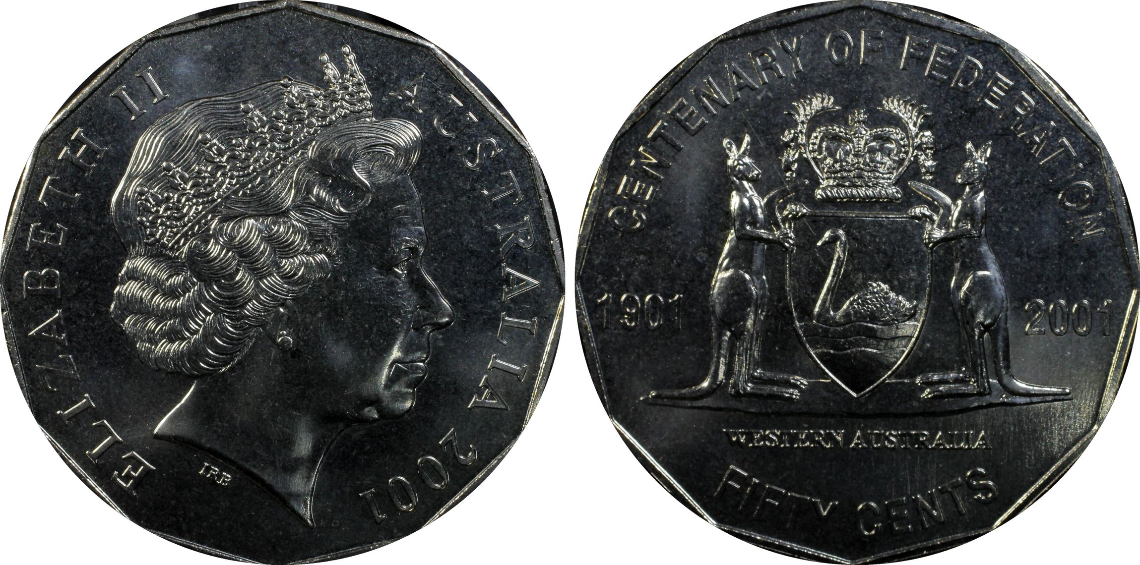 Western Australia , Fifty Cent, 2001, PCGS MS68